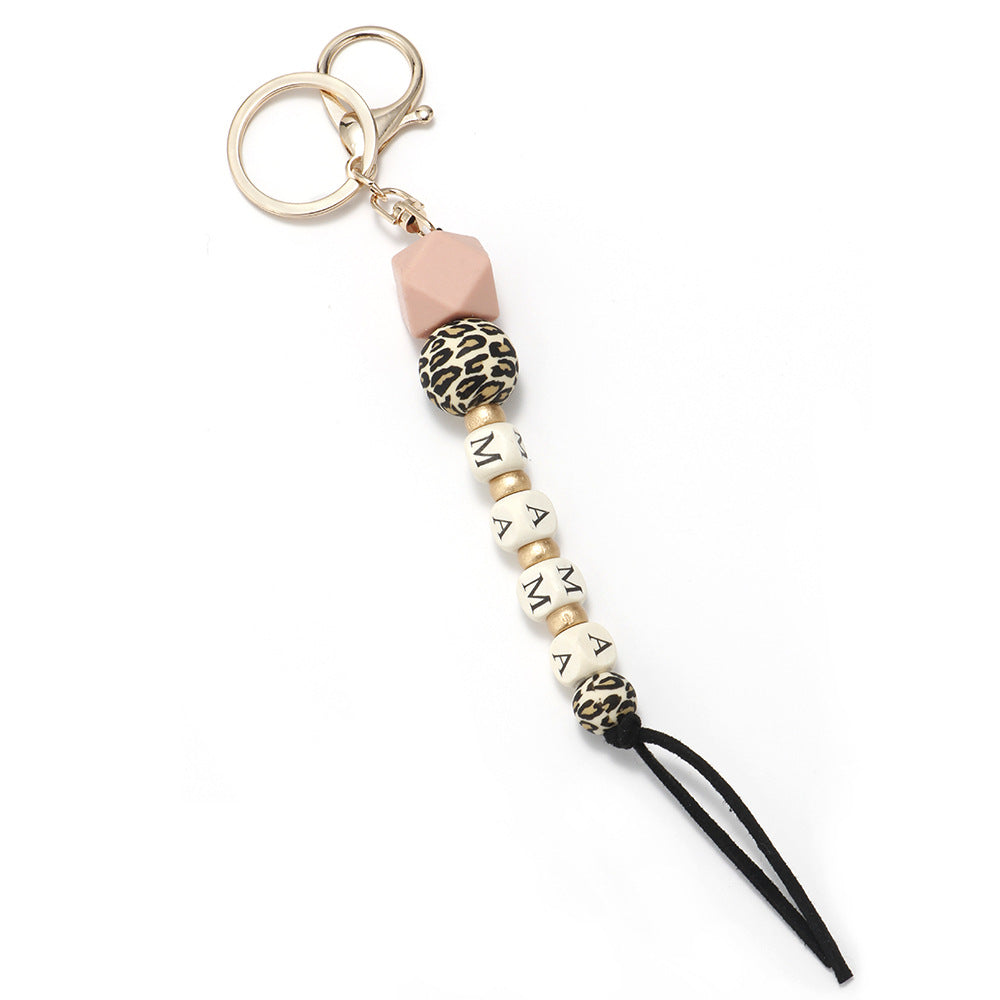 Wholesale Mother's Day MAMA Letter Silicone Beads Wrist Keychain